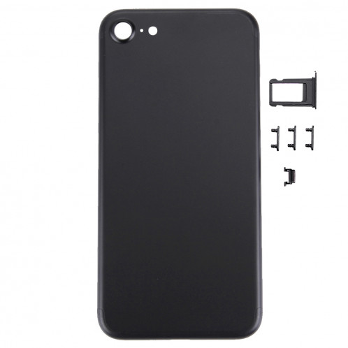 iPartsBuy 5 en 1 pour iPhone 7 (couverture arrière + plateau de carte + touche de contrôle du volume + bouton d'alimentation + touche de vibreur interrupteur muet) couvercle du boîtier Assemblée complète (noir) SI471B1588-38