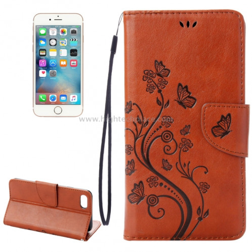 Pour iPhone 8 & 7 Pressed Flowers Etui à rabat en cuir horizontal avec porte-cartes et fentes pour cartes (marron) SP222Z3-39