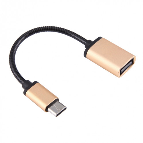 Câble de données de charge de câble OTG de fil métallique mâle de 8,3 cm USB femelle à type-C, 8.3cm USB Femelle vers Type-C Mâle Fil Métallique Câble OTG Câble de Données de Charge (Or) SH448J1412-37