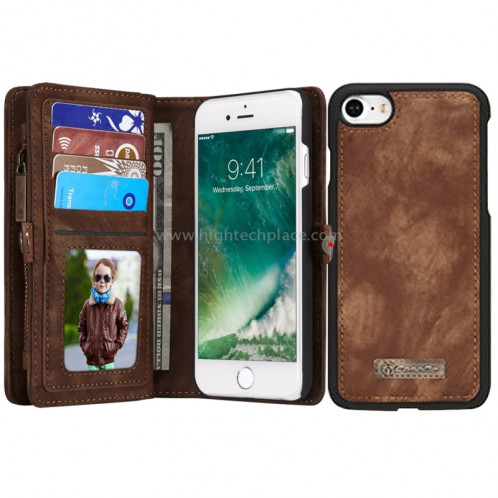 CaseMe pour iPhone 8 et 7 Porte-documents multifonctions en cuir avec étui de protection magnétique détachable et étui de protection et 10 fentes pour cartes et 3 fentes pour billets et 1 portefeuille à fermeture à SC573C7-312