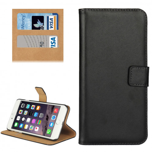 Pour iPhone 8 Plus & 7 Plus Housse en cuir véritable à rabat horizontal avec porte-monnaie et porte-monnaie (noir) SH314B110-37
