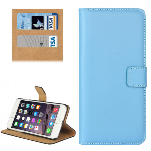 Pour iPhone 8 Plus & 7 Plus Housse en cuir véritable à rabat horizontal avec porte-monnaie et porte-monnaie (bleu) SH314L343-38