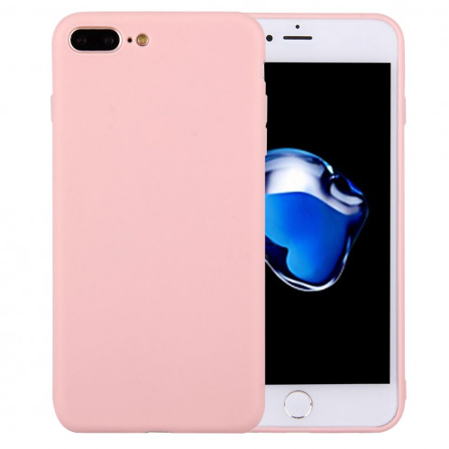 Pour iPhone 8 Plus et 7 Plus Cas de protection TPU couleur unie sans trou rond (rose) SH598F463-38