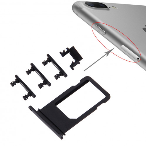 iPartsAcheter pour iPhone 7 Plus Plateau de la carte + Touche de contrôle du volume + Bouton d'alimentation + Touche de vibreur interrupteur muet (Noir) SI788B386-34