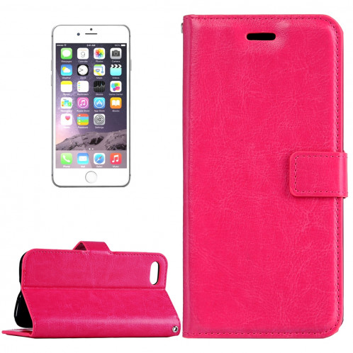 Pour iPhone 8 Plus et 7 Plus Crazy Horse Horizontal Housse en cuir flip avec boucle magnétique et titulaire et fentes pour cartes et porte-monnaie et cadre photo (magenta) SF120M1826-38