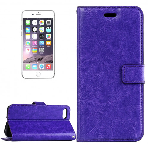 Pour iPhone 8 Plus et 7 Plus Crazy Horse Horizontal Housse en cuir flip avec boucle magnétique et porte-cartes et fentes pour cartes et porte-monnaie et cadre photo (violet) SF120P491-38