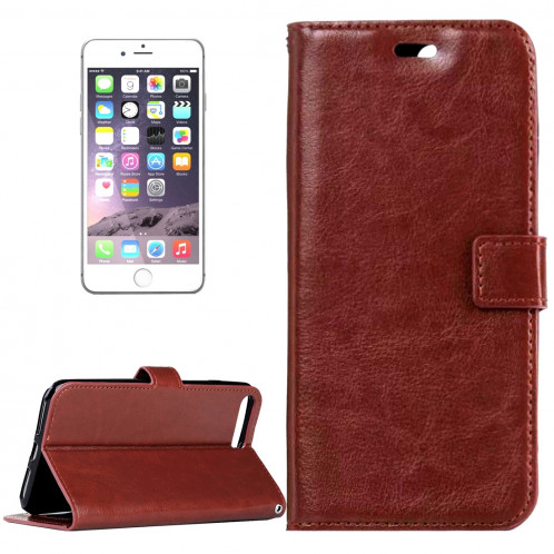 Pour iPhone 8 Plus et 7 Plus Crazy Horse Horizontal Housse en cuir flip avec boucle magnétique et titulaire et fentes pour cartes et porte-monnaie et cadre photo (brun) SF120Z456-38