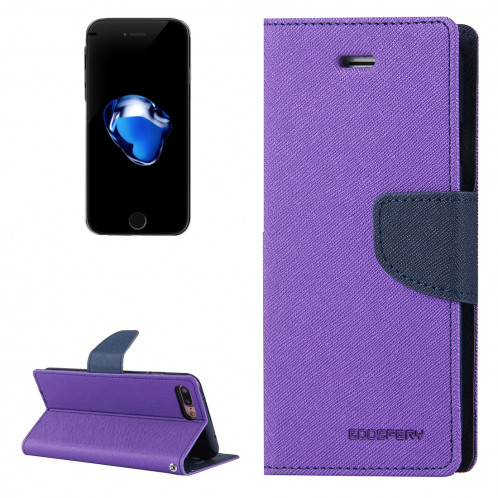 MERCURY GOOSPERY FANCY DIARY pour iPhone 8 Plus & 7 Plus Etui à rabat en cuir à texture horizontale avec fentes pour cartes et porte-monnaie et porte-monnaie (violet) SG528P1968-37