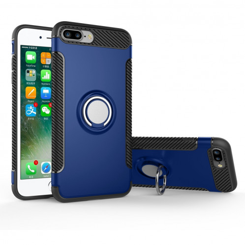 Pour l'iPhone 8 Plus & 7 Plus Magnetic Rotation Ring Armor Étui de protection (bleu) SH569L1175-39