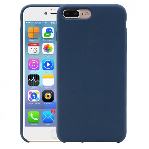Housse en Silicone Liquide Pure Color pour iPhone 8 Plus & 7 Plus (Bleu Foncé) SH999D944-34