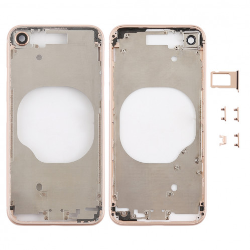 Coque arrière transparente avec objectif d'appareil photo, plateau de carte SIM et touches latérales pour iPhone 8 (or) SH228J1450-36