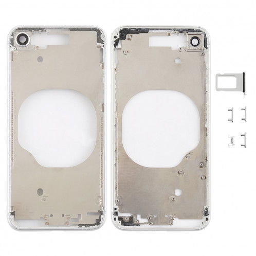 Coque arrière transparente avec objectif d'appareil photo, plateau de carte SIM et touches latérales pour iPhone 8 (blanc) SH228W1980-36