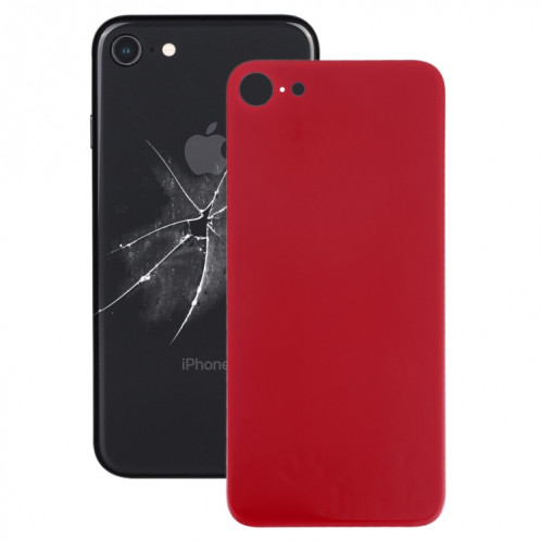 Remplacement facile du gros couvercle de la batterie en verre avec trou de caméra et adhésif pour iPhone 8 (rouge) SH50RL1858-36