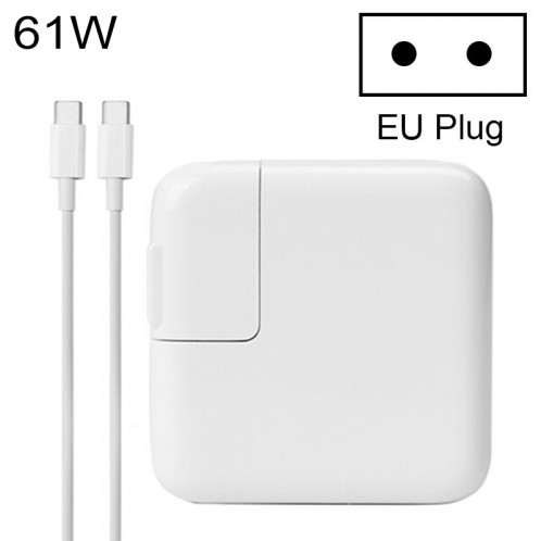 Adaptateur secteur 61W Type-C Chargeur portable avec câble de charge de 1,8 m Type-C, fiche UE, pour MacBook, Xiaomi, Huawei, Lenovo, ASUS et autres ordinateurs portables (Blanc) SH133W1941-39