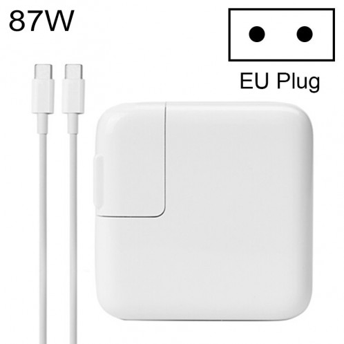 Adaptateur secteur 87W Chargeur portable avec câble de charge de 1,8 m Type-C, fiche UE, pour MacBook, Xiaomi, Huawei, Lenovo, ASUS et autres ordinateurs portables (Blanc) SH135W1552-39