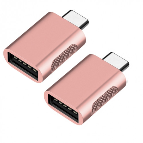 2 PCS SBT-158 USB-C / C / Type-C mâle à l'adaptateur d'alliage de zinc femelle USB 3.0 (or rose) SH01RG171-37