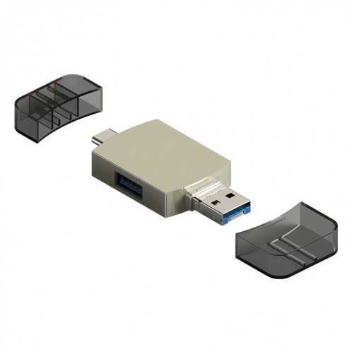 3 en 1 USB-C / Type-C sur USB + 8 broches Lecteur de carte de carte de carte TF / SD (or) SH006J834-37