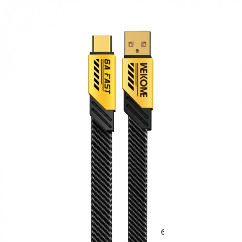 WK WDC-190a Mech Series 6A Câble de données de charge rapide USB vers USB-C/Type-C, longueur : 1 m (jaune) SW317Y919-38