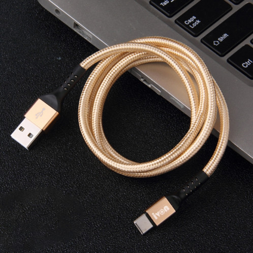 Ivon CA89 2.1A USB au câble de données de charge rapide USB-C / Type-C, longueur de câble: 1m (or) SI421J1168-37