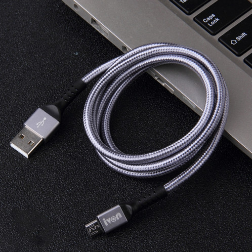 Ivon CA89 2.1A USB à micro USB tresse câble de charge rapide, longueur de câble: 1m (gris) SI422H239-37