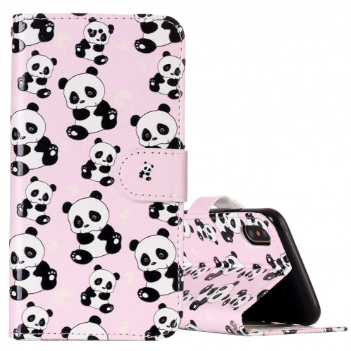 Pour iPhone X / XS Gaufré Motif Panda Horizontal Flip Case en cuir avec Holder & Card Slots & Portefeuille & Cadre photo SH632A1431-37