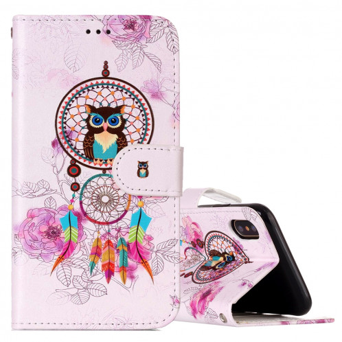Pour iPhone X / XS Coloré Dream Catcher Hibou Motif Horizontal Flip Case en cuir avec Holder & Card Slots & Portefeuille & Cadre photo SH632B1135-37