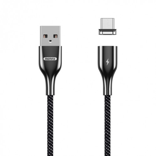 REMAX RC-158m 3A Interface USB vers Micro USB Charge + Transmission Attraction magnétique Câble de données tressé en polyester bicolore, longueur du câble: 1 m (noir) SR149B1129-39