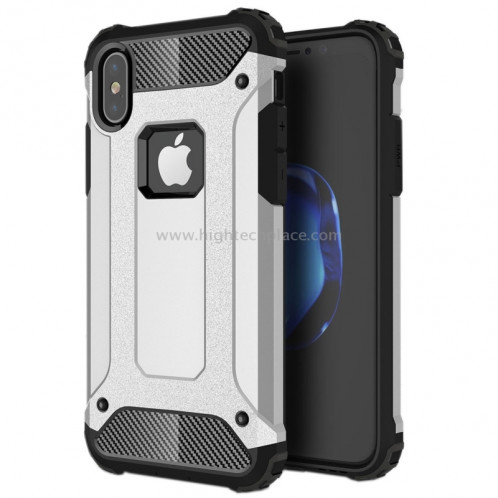 Pour iPhone X Magic Armor TPU + boîtier combiné pour PC (Argent) SP440S4-38