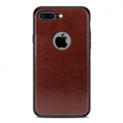 Housse de protection arrière en cuir MOFI antichoc PC + TPU + PU pour iPhone 8 Plus (brun foncé) SM93SZ287-310