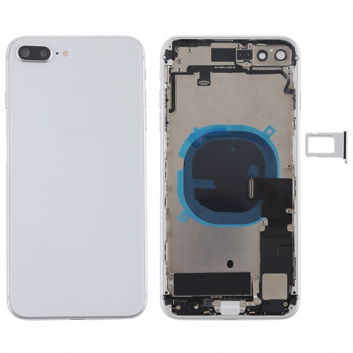 Couvercle de la batterie avec touches latérales et vibreur et haut-parleur fort et bouton d'alimentation + bouton de volume Câble et plateau de carte pour iPhone 8 Plus (Argent) SH24SL514-37