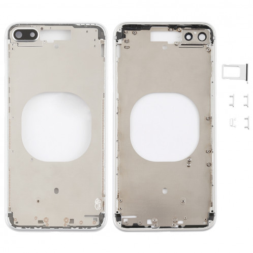 Coque arrière transparente avec objectif d'appareil photo, plateau de carte SIM et touches latérales pour iPhone 8 Plus (blanc) SH204W1011-36