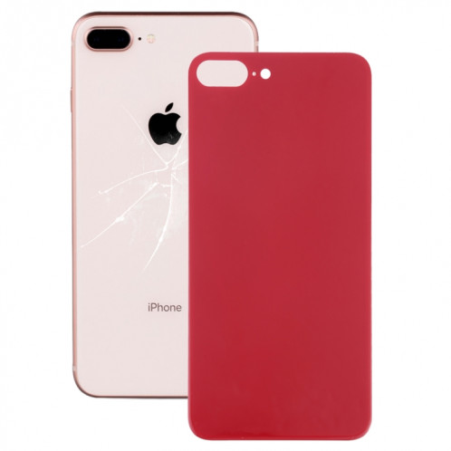 Remplacement facile du gros couvercle de la batterie en verre avec trou de caméra et adhésif pour iPhone 8 Plus (rouge) SH26RL998-36