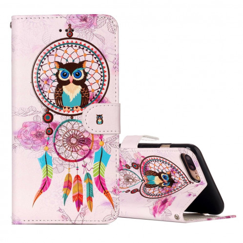 Pour iPhone 8 Plus et 7 Plus Color Dream Catcher Hibou Motif Éléphant Modèle Horizontal Étui en cuir Flip avec porte-cartes et fentes pour cartes et porte-monnaie et cadre photo SH204E1304-37