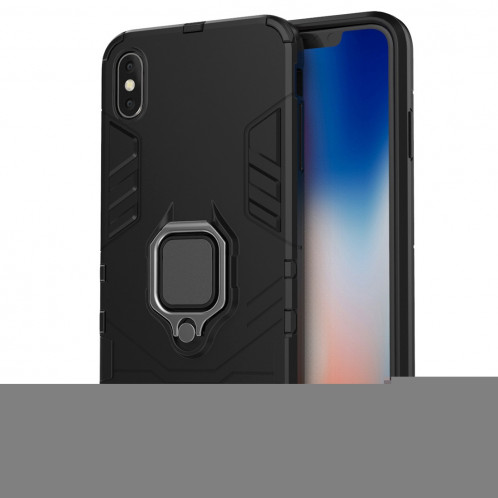 Étui de protection antichoc PC + TPU avec support de bague magnétique pour iPhone XS Max (noir) SH006B72-37