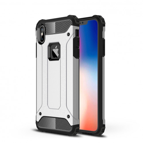 Housse de protection arrière combinée TPU + PC pour iPhone XS Max (argent) SH051S875-36