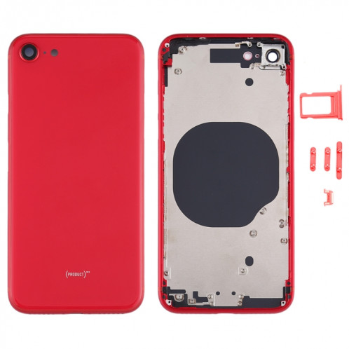 Couvercle arrière de la batterie avec couvercle de l'objectif de l'appareil photo et plateau de la carte SIM et touches latérales pour iPhone SE 2020 (rouge) SH14RL640-36