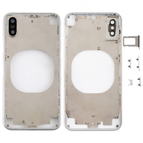 Coque arrière transparente avec objectif d'appareil photo, plateau de carte SIM et touches latérales pour iPhone X (blanc) SH327W1002-36
