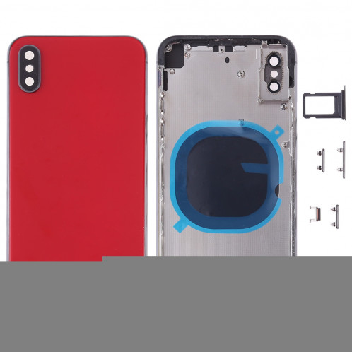 Coque arrière avec plateau pour carte SIM et touches latérales pour iPhone X (rouge) SH24RL1986-36