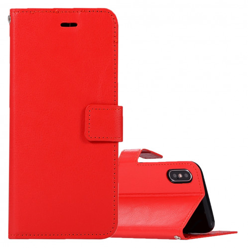 Pour iPhone X / XS Crazy Horse Texture Housse en cuir horizontale avec support et fentes pour cartes et porte-monnaie et cadre photo (rouge) SH475R67-36