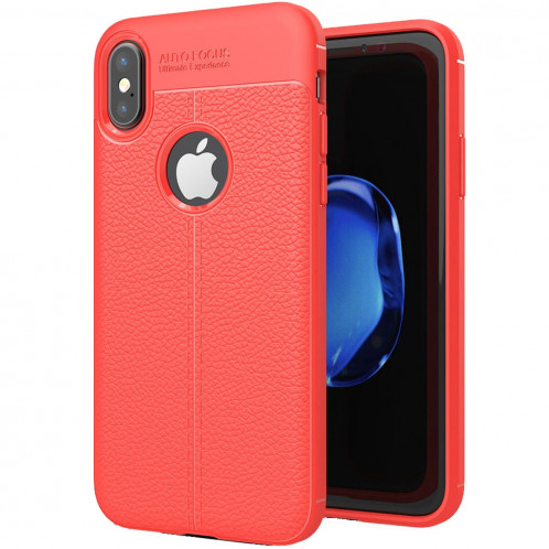 Pour iPhone X / XS Litchi Texture Housse de protection arrière en TPU (rouge) SH811R416-311