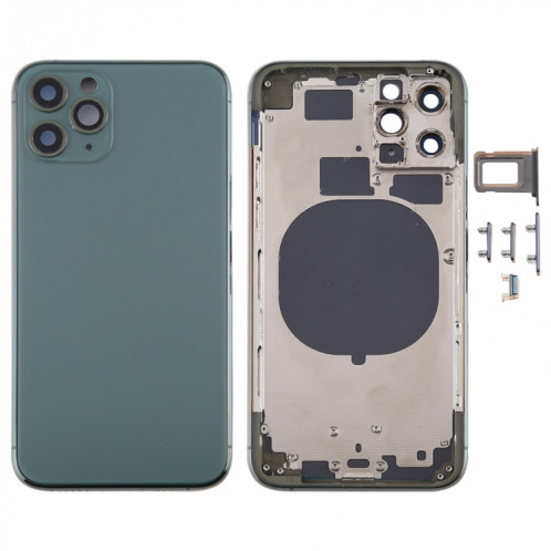 Couvercle arrière du boîtier avec plateau de la carte SIM, touches latérales et objectif de la caméra pour iPhone 11 Pro (vert) SH11GL440-36