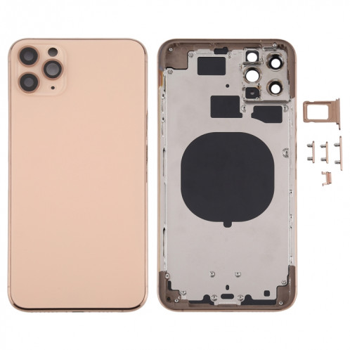 Couvercle arrière du boîtier avec plateau de la carte SIM, touches latérales et objectif de la caméra pour iPhone 11 Pro Max (or) SH11JL135-36