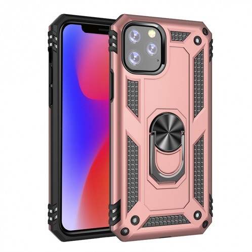 Coque de protection Armor TPU + PC pour iPhone 11 Pro Max, avec support de rotation à 360 degrés (or rose) SH48RG214-37