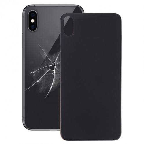 Couvercle de batterie arrière en verre avec gros trou pour appareil photo de remplacement facile avec adhésif pour iPhone XS Max (noir) SH23BL1011-36