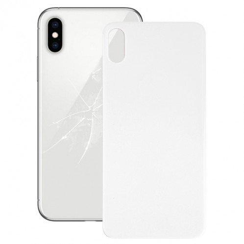 Couvercle de batterie arrière en verre avec gros trou de caméra de remplacement facile avec adhésif pour iPhone XS Max (blanc) SH23WL295-36