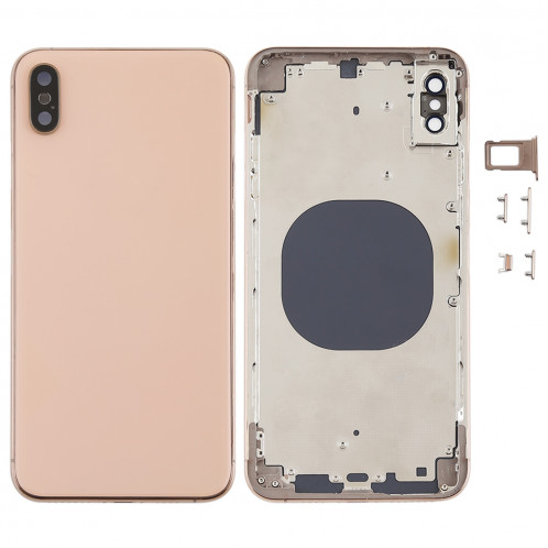 Coque arrière avec objectif pour appareil photo, plateau de carte SIM et touches latérales pour iPhone XS Max (Or) SH06JL604-36