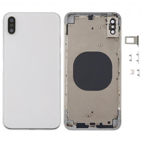 Coque arrière avec objectif pour appareil photo, plateau de carte SIM et touches latérales pour iPhone XS Max (blanc) SH06WL364-36
