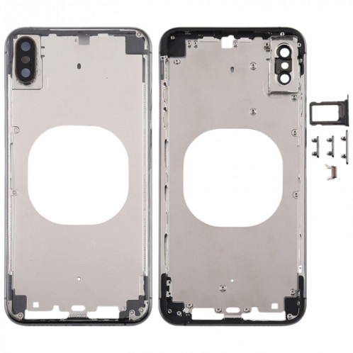 Cache arrière transparent avec objectif de caméra, plateau de carte SIM et touches latérales pour iPhone XS Max (noir) SH667B702-34