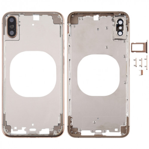 Coque arrière transparente avec objectif de caméra, plateau de carte SIM et touches latérales pour iPhone XS Max (or) SH667J1747-34