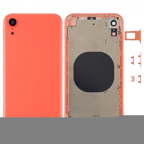 Coque arrière avec objectif d'appareil photo, plateau pour carte SIM et touches latérales pour iPhone XR (Coral) SH64EL1136-36